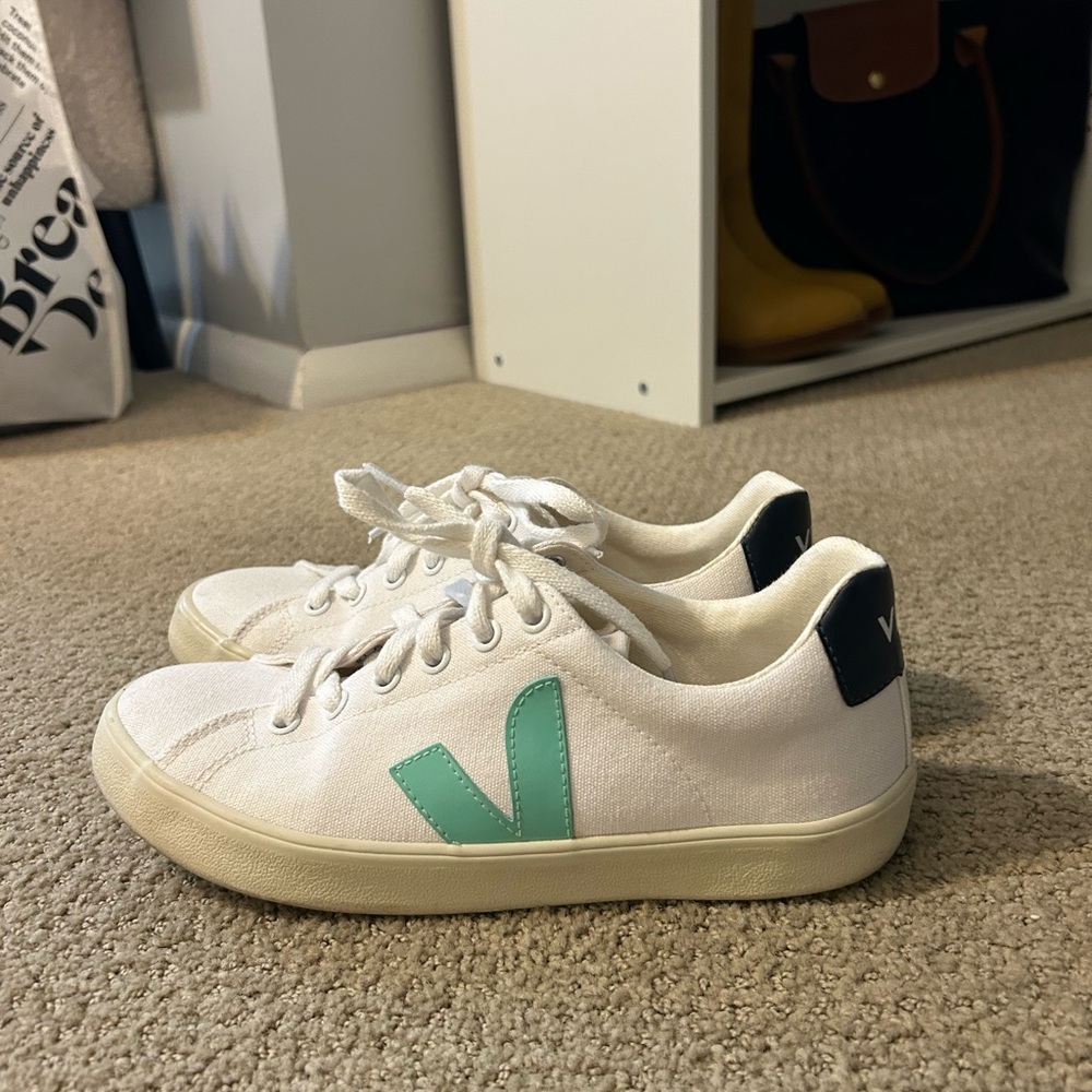 Veja White Sneakers with Blue Accents